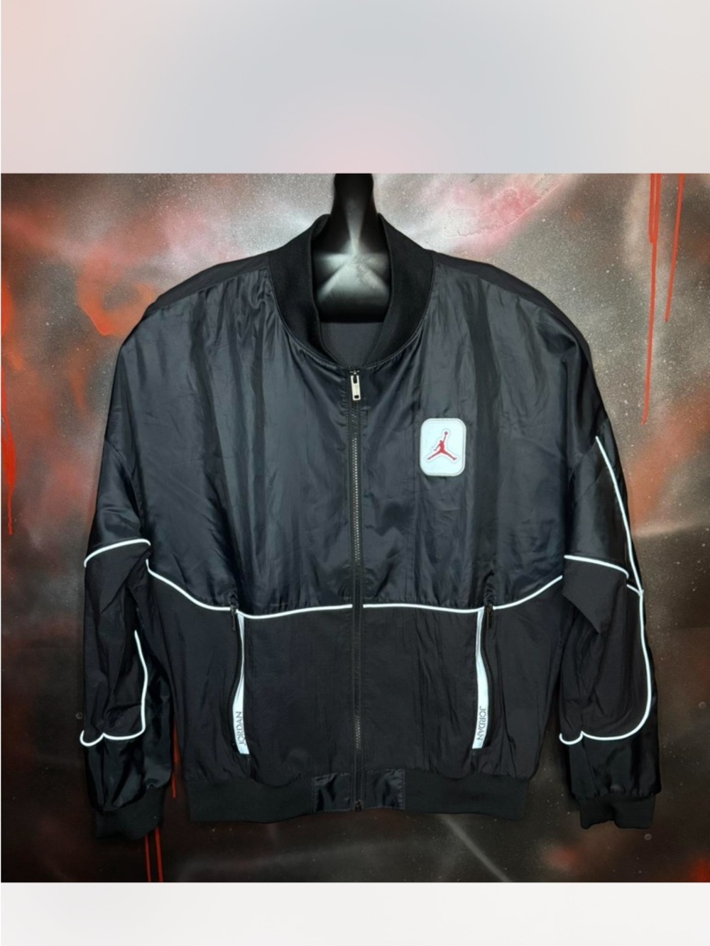 Jordan Black Reflective-Trim Bomber Jacket ,
